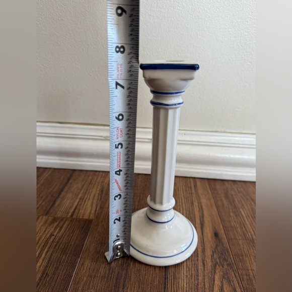 Vintage Column Design Candle Holder Candlesticks Ceramic Ribbed Ridged - Picture 6 of 7